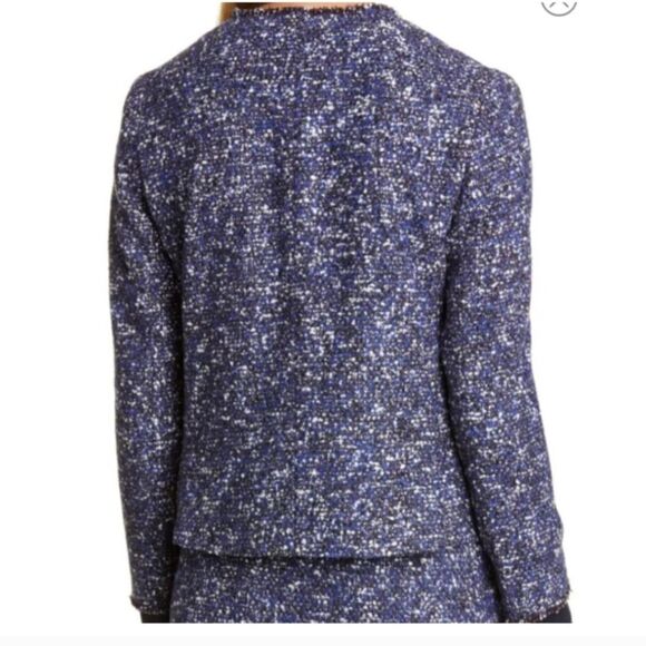 Hugo Boss Julira Tweed Suit Jacket In Pilot Fantasy Fringe Collar Sz 10 - Picture 2 of 15